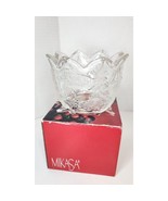 VTG MIKASA Candle Holder crystal clear glass Christmas Story 3 1/4 EXCEL... - $25.49