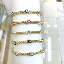 6Pcs New Design 4mm bead beaded Brass eyes charms connectors Bracelet Copper jew - £38.59 GBP