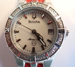 BULOVA MARINE STAR 96R26 Quartz Diamonds Women&#39;s Wristwatch - £78.64 GBP