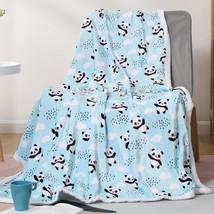 Panda Blanket, Flannel Fleece Plush Blanket, Soft Warm Blue Pandas Blank... - £29.56 GBP