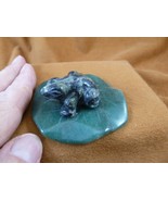 (Y-FRO-LP-724) Green kambaba jasper FROG frogs LILY PAD stone gemstone f... - $34.28 CAD