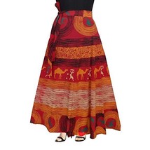 Women Wrap around skirt Jaipur Maxi 38&quot; Red (Free Size upto 46&quot;-XXXL)T10 - £25.27 GBP