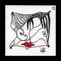 Lady Thinking Of You Original Art Drawing Aceo Abstract Zen Tangle = C Peterson - £80.16 GBP