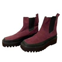 Nordstrom Rack NWOB Faux Suede Bellamy Chelsea Pull On Lug Boots Burgundy Size 9 - £21.57 GBP