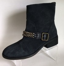Ann Taylor Loft Suede Metal Chain Strap Moto Ankle Boots (Size 7 M) - £20.06 GBP