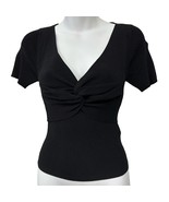 Sandro Temple Twisted Short Sleeve Sweater Black Size 2 US Medium New - $101.55 CAD