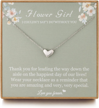 Flower Girl Gifts from Bride, Flower Girl Necklace, Sterling Silver Heart Neckla - £27.44 GBP