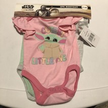 Star Wars The Child Grogu Girls 3-Piece Bodysuit Set Pink Green Grey Size 0-3mos - £14.93 GBP