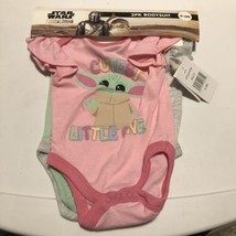 Star Wars The Child Grogu Girls 3-Piece Bodysuit Set Pink Green Grey Siz... - $18.69