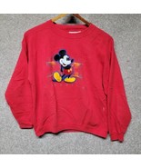 Genius Crewneck Sweatshirt Men&#39;s Size L Red Vtg 90s Mickey Mouse Made in... - $40.11 CAD