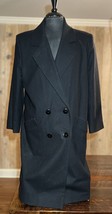 Vtg Kristen Blake Petite Black Double Breasted 100% Wool Coat Made In USA 12P - £27.96 GBP