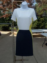 Tahari A.Levine Navy, White, Lime Colorblock Dress 8 - $20.00