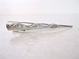 Silver tone metal filigree alligator hair claw clip clamp - £11.90 GBP
