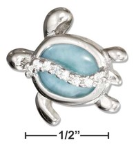 Sterling Silver Cubic Zirconia and Larimar Turtle Pendant - £57.37 GBP+