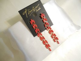 Thalia Sodi 3-1/2&quot;Gold-Tone Red Stone Triple-Row Linear Drop Earrings L794 $29 - £9.96 GBP