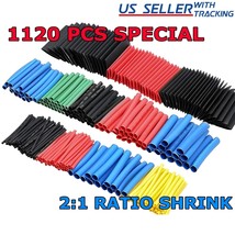 1120 Pcs Heat Shrink Tubing Sleeve 2:1 Shrinkable Tube Wire Cable Assort... - $15.99