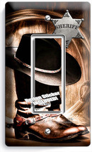 Country Cowboy Boots Hat Lasso Sheriff Star 1 Gang Gfci Light Switch Plate Decor - $18.99