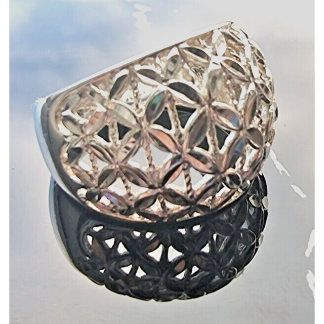 Jcm 925 Sterling Silver Diamond Cut Filigree Ring Size 7 At Item image 8