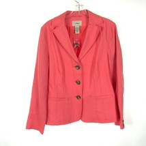 NWT Womens Size 12 LL Bean Pink Structured Linen Three-Button Lined Blazer - £23.15 GBP