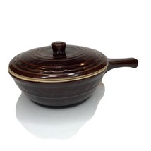 Vintage Marcrest Oven-Proof Stoneware Covered Casserole Dish W Handle &amp; Lid Usa - £18.45 GBP