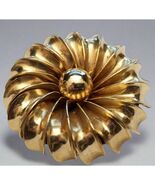 Vintage Gold Tone Swirl Flower Brooch – Bold Statement Pin - $16.55 CAD