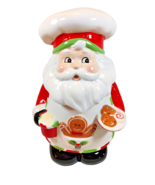 Sleigh Bell Bistro Cookie Jar Santa Claus Chef Cook Holding Cookies - £29.26 GBP