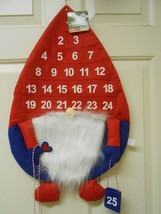 Large vintage Santa Gnome Calendar cloth Christmas Decoration NWT  24.5X15.5&#39;&#39; - £11.86 GBP