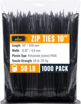 ALBO Heavy Duty Zip Ties – Black/White, 4–24&quot;, 100–5000 Pack, UV Nylon C... - $14.99+
