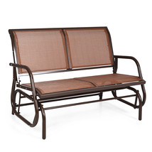 48&quot; Outdoor Patio Swing Glider Bench Chair Loveseat Rocker Lounge Backyard Brown - £180.91 GBP