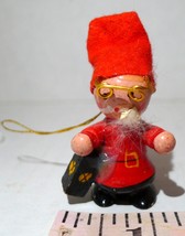 Vintage Santa Claus Elf Christmas Ornament 1984 with a small tree Felt hat - $9.75