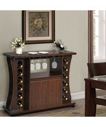 Rolling Buffet Sideboard Wooden Wine Bar Storage Cabinet Kitchen Dining Room - $166.68