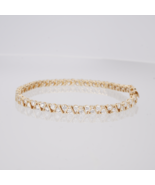 DQ CZ Diamonique 14K Yellow Gold 7.25&quot; Zig Zag Tennis Bracelet Simulated... - $946.43 CAD