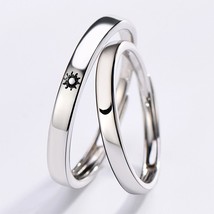 Simple Design Sun Moon Adjustable Ring For Couple Korean New Good Friend Silver  - £7.43 GBP