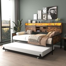 Twin Farmhouse Daybed w/ Trundle, Barn Door, Charging, LED - $5,349.48 MXN