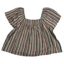 New Joyspun Top Blouse Size 3X 22W 24W Striped Gauze Cotton Teal Pink Swing - £10.78 GBP