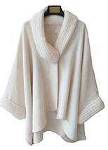 Alpakaandmore Ladies Cape 100% Alpaca Wool, Big Crocheted Collar (Sand Color) - £409.36 GBP