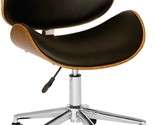 Black Faux Leather And Chrome Finish Armen Living Daphne Office Chair. - £125.18 GBP