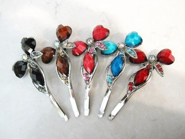 Retro bohemian crystal heart bobby pin hair pin hair clip with gems and crystals - £3.94 GBP