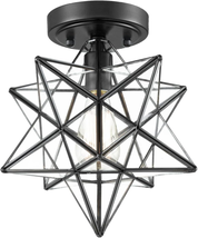 Industrial Black Copper Moravian Star Ceiling Light 12-Inch, Clear Glas - £160.90 GBP