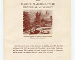 Gold Discovery Site State Park &amp; James W Marshall Historical Monument Bo... - £15.08 GBP