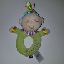 Manhattan Toy Sweet Pea Baby Plush Rattle Ring Green Stuffed Toy Lovey 2012 - $9.22