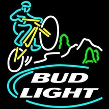 New Bud Light Mountain Biker Beer Lager Neon Sign 24&quot;x20&quot; - £201.06 GBP
