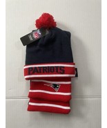 New England Patriots Beanie Pom Winter Hat &amp; Scarf Set Combo NWT NFL App... - £27.28 GBP
