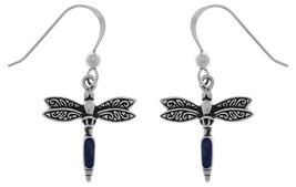 Jewelry Trends Sterling Silver Dragonfly Dangle Earrings with Paua Shell Accents - $31.49