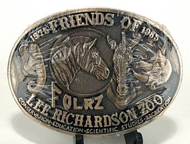 Vtg FOLRZ Brass Belt Buckle-Friends of Lee Richardson Zoo-Elephant Zebra Rhino  - £37.36 GBP