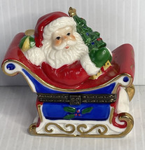 Classic Collectibles Santa Claus Christmas Sleigh Ride Trinket Box Vintage  - £10.05 GBP