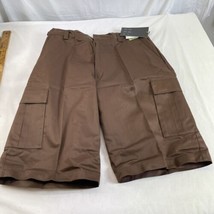 NWT Men&#39;s Regal Wear Brown Canvas Shorts Pleated Cargo Front Size 38 Wide Leg - £19.78 GBP