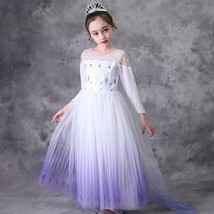 Elsa Snow Queen Outfit Girls Costume Cosplay Dress  With Crown - £14.89 GBP+