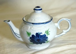 Individual Teapot Cobalt Blue Flowers China - $21.77