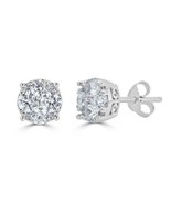 1Ctw Diamond Cluster Round Stud Earrings in Sterling Silver by Fifth and... - £112.05 GBP